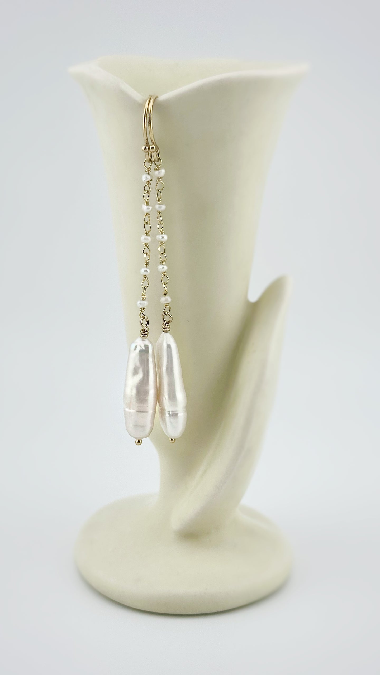 Stick Pearl Drop Earrings