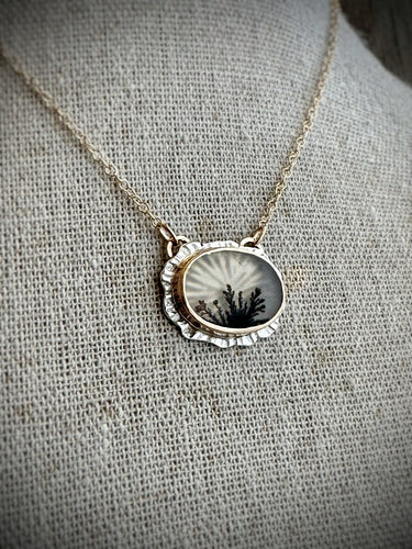 Dendritic Agate Halo Pendant