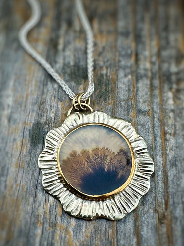 Dendritic Agate Halo Pendant