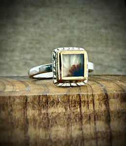 Dendritic Agate Halo Ring