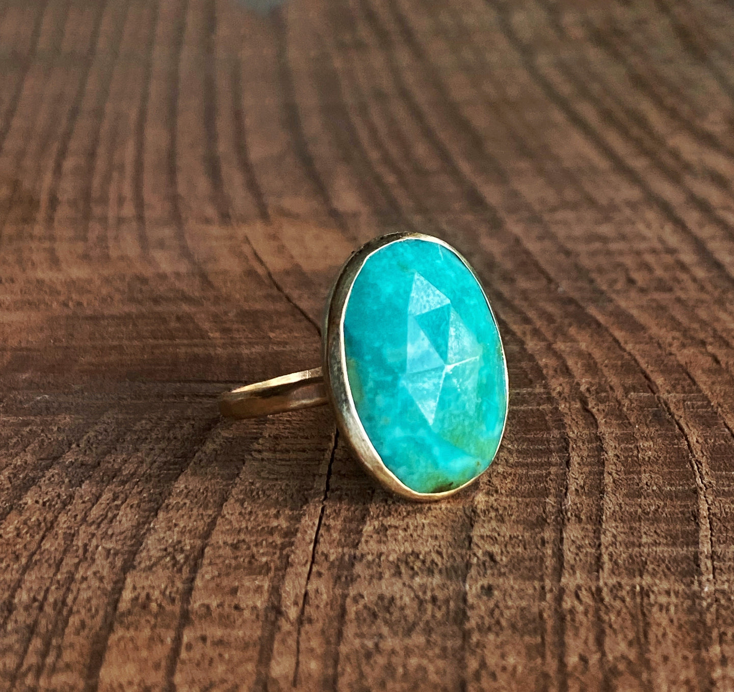 faceted turquoise and gold ring