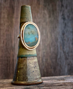 peruvian opal halo ring