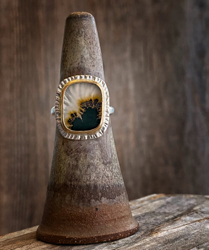 Dendritic Agate Halo Ring