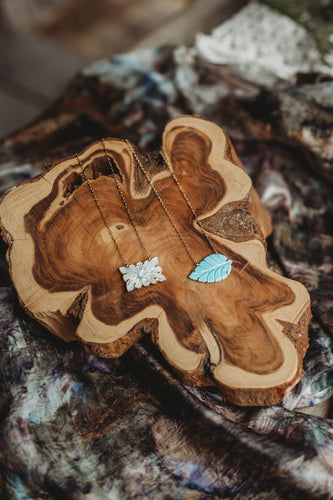 carved turquoise leaf pendant